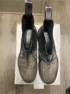 John Varvatos Distressed Black and Gray Leather Chukka Boots